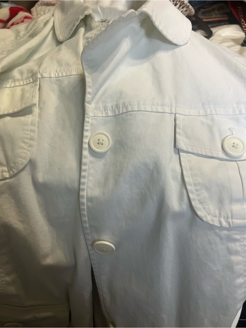 Talbots White Lightweight Button-Front Shirt Jacket
